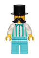 Fairground Employee, Male - Black Top Hat, Moustache, White Shirt with Stripes, Medium Azure Legs - cty1150