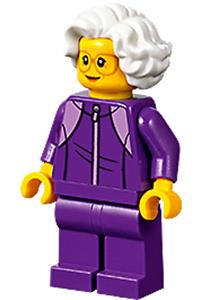 Plane Passenger - Grandmother, Dark Purple Tracksuit, White Wavy Hair, Glasses cty1195