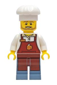 Baker - Male, Reddish Brown Apron with Cup and Name Tag, White Cook&#39;s Hat cty1268