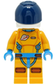 Lunar Research Astronaut - Male, Bright Light Orange and Dark Azure Suit, White Helmet, Dark Blue Visor, Open Mouth Smile - cty1431