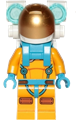 Lunar Research Astronaut - Female, Bright Light Orange and Dark Azure Suit, White Helmet, Metallic Gold Visor, Backpack Lights - cty1436