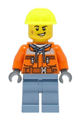 Train Worker - Male, Orange Safety Jacket, Sand Blue Legs, Neon Yellow Construction Helmet - cty1465