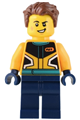 Custom Car Garage Driver - Male, Bright Light Orange Racing Jacket, Dark Blue Legs, Reddish Brown Hair - cty1536