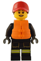 Fire - Female, Reflective Stripes with Utility Belt and Flashlight, Red Cap with Reddish Brown Ponytail, Orange Life Jacket - cty1551