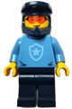 Police - City Officer, Medium Blue Shirt with Badge, Dark Blue Legs, Dark Blue Dirt Bike Helmet, Orange Glasses - cty1570