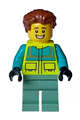 Paramedic - Male, Dark Turquoise and Neon Yellow Safety Vest, Sand Green Legs, Reddish Brown Hair, Open Mouth Smile - cty1572