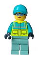 Paramedic - Female, Dark Turquoise and Neon Yellow Safety Vest, Sand Green Legs, Dark Turquoise Ball Cap with Black Ponytail, Glasses - cty1573