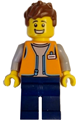 Convenience Store Worker - Male, Orange Open Vest, Dark Blue Legs, Reddish Brown Hair - cty1619