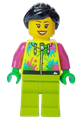 Mountain Bike Cyclist - Female, Neon Yellow Jacket with Paint Splotches, Lime Legs, Black Hair - cty1631