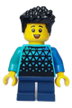 Child - Boy, Medium Azure Top with Triangles, Dark Blue Short Legs, Black Hair - cty1655