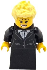 Carol Singer - Female, Black Suit Jacket with White Button Up Shirt, Black Skirt, Bright Light Yellow Spiked Hair cty1684