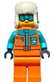 Arctic Explorer - Female, Orange Jacket, Dark Blue Ushanka Hat, Medium Azure Goggles - cty1690