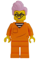 Police - City Jail Prisoner Female, Orange Prison Jumpsuit, Bright Pink Hair, Black Glasses - cty1702