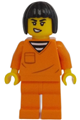 Police - City Jail Prisoner Female, Orange Prison Jumpsuit, Black Bob Cut Hair Short - cty1704