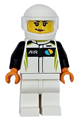 Race Car Driver - Female, White, Black and Lime Racing Suit, White Legs and Helmet - cty1718