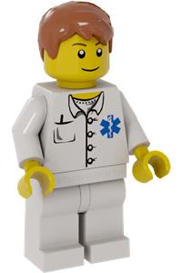 Doctor - EMT Star of Life Button Shirt, White Legs, Dark Orange Short Tousled Hair doc035