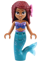 Ariel, Mermaid (medium nougat) - mini doll, bright pink flower - dp181