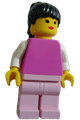 Plain Dark Pink Torso with White Arms, Pink Legs, Black Ponytail Hair - fre003