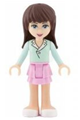 Friends Sophie, Bright Pink Layered Skirt, Light Aqua Long Sleeve Blouse Top - frnd015
