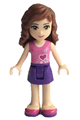 Friends Olivia, Dark Purple Skirt, Dark Pink Top with Hearts and White Undershirt - frnd115