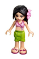 Friends Martina, Lime Wrap Skirt, Dark Pink and White Swimsuit Top, Bright Pink Flower - frnd199
