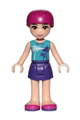 Friends Mia, Dark Purple Skirt, Medium Azure Top with Palm Trees, Helmet - frnd207