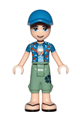 Friends Zack, Sand Green Cropped Trousers, Blue Shirt over Medium Blue T-Shirt, Blue Cap with Hole - frnd272