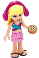 Friends Stephanie, Bright Pink Layered Skirt, Magenta and Medium Blue Swimsuit Top, Headphones - frnd398