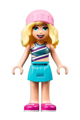 Friends Stephanie, Metallic Light Blue Swimsuit Top, Medium Azure Skirt, Bright Pink Hat - frnd506
