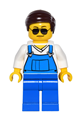 Overalls Blue over V-Neck Shirt, Blue Legs, Dark Brown Smooth Hair, Black and Silver Sunglasses, Black Eyebrows - game016