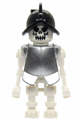 Skeleton, fantasy era torso with evil skull, black conquistador helmet, metallic silver armor - gen021a
