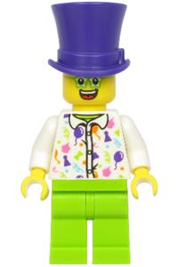 Birthday Party Guest, Dark Purple Top Hat, Green Glasses, White Shirt, Lime Legs hol197
