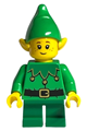 Elf - Green Scalloped Collar with Bells, Closed Mouth with Freckles - hol295