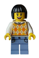 Tourist - Female, Tan Knit Argyle Sweater Vest, Sand Blue Legs with Pockets, Black Bob Cut Hair, Freckles - hol329