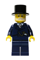 Wintertime Carriage Driver - Male, Dark Blue Suit with Gold Chain and Watch, White Beard and Moustache, Black Top Hat - hol335
