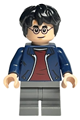Harry Potter, Dark Blue Open Jacket, Dark Red Shirt, Dark Bluish Gray Medium Legs - hp380