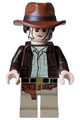 Indiana Jones - dark brown jacket, reddish brown dual molded hat with hair, spider web on face - iaj056
