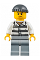 Police - Jail Prisoner 86753 Prison Stripes, Dark Bluish Gray Knit Cap, Scowl - jail006