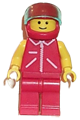 Jacket Red with Zipper - Yellow Arms - Red Legs, Red Helmet, Trans-Light Blue Visor - jred012