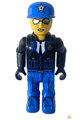 Police (Junior-Figure) with blue legs, black jacket, Blue Cap with Star, Sunglasses - js012