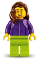 LEGOLAND Park Female with Reddish Brown Mid-Length Hair, Dark Purple Tracksuit, Lime Legs - llp020