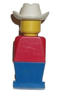 Legoland - Red Torso, Blue Legs, White Cowboy Hat old043