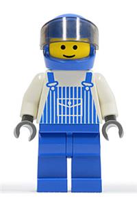 Overalls Striped Blue with Pocket, Blue Legs, Blue Helmet, Trans-Black Visor ovr024