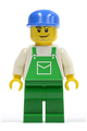 Overalls Green with Pocket, Green Legs, Blue Cap with Short Curved Bill, Smirk and Stubble Beard - ovr037a
