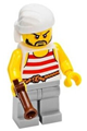 Pirate 2 with Red and White Stripes, Light Bluish Gray Legs, Beard - pi160