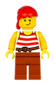 Pirate with red head wrap, white shirt with red stripes and dark orange legs - pi187