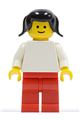 Plain White Torso with White Arms, Red Legs, Black Pigtails Hair - pln030