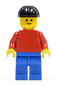 Plain Red Torso with Red Arms, Blue Legs, Black Construction Helmet pln042