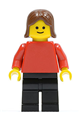 Plain Red Torso with Red Arms, Black Legs, Brown Female Hair - pln049