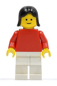 Plain Red Torso with Red Arms, White Legs, Black Female Hair pln153